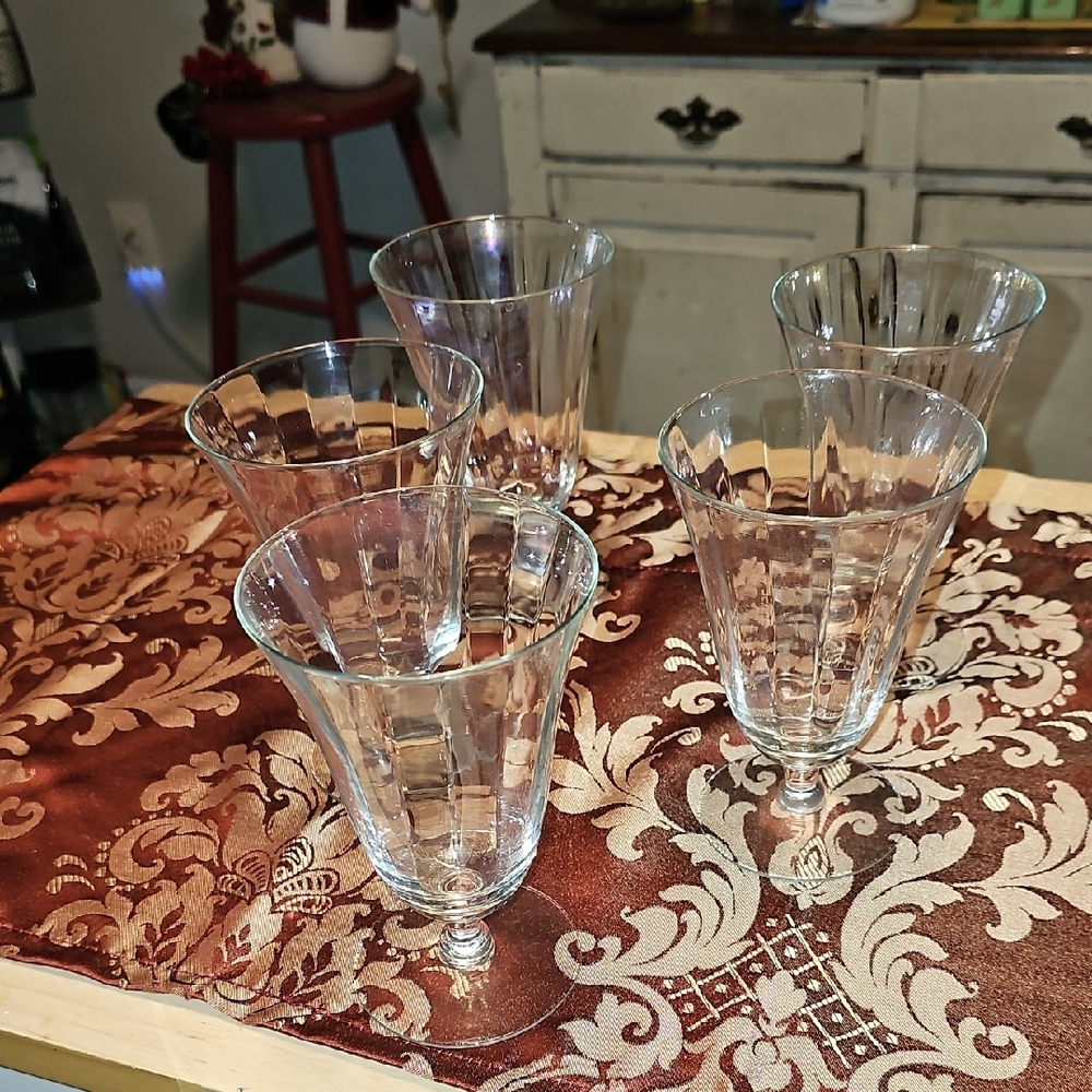 Fostoria Glass Crystal Footed Ice Tea Tumblers, Set of 5 - Picture 8 of 11